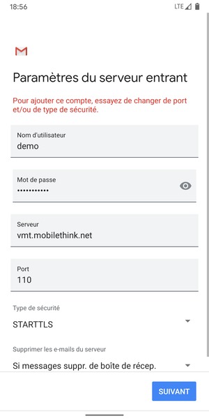 Sélectionnez Type de sécurité