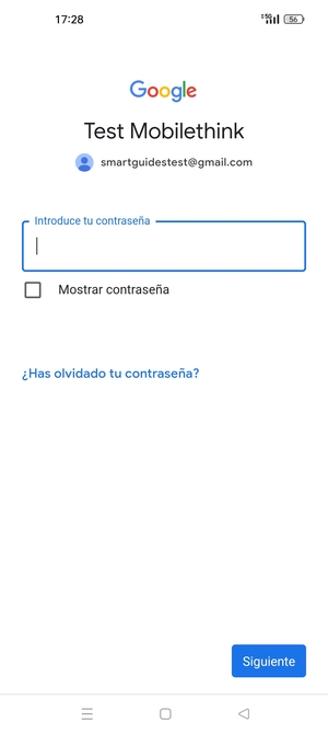 Introduzca su contraseña y seleccione Siguiente