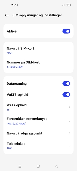 Slå Dataroaming til eller fra