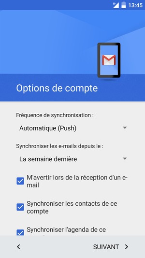 Sélectionnez SUIVANT