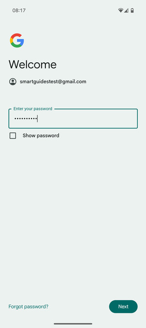 Enter your password and select Next