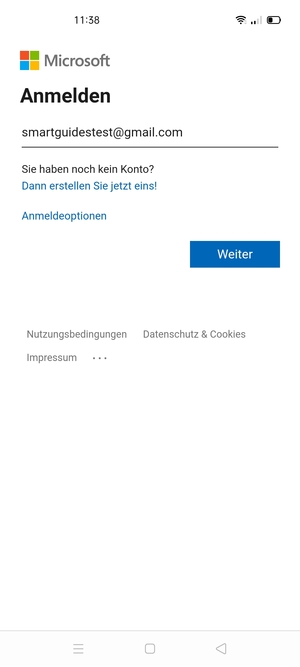 Geben Sie Ihre E-Mail-Adresse ein und wählen Sie Weiter