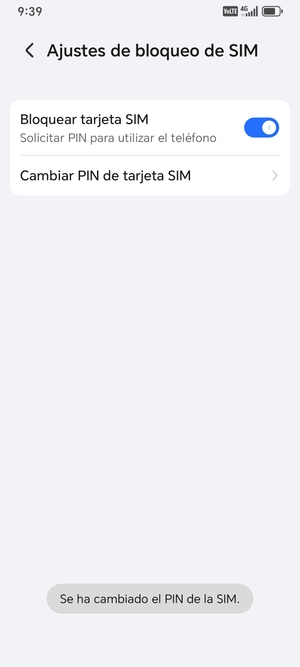 Su PIN de la SIM ha sido cambiado
