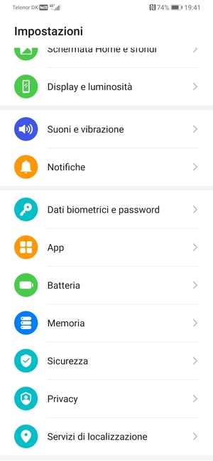 Scorri e seleziona Sicurezza