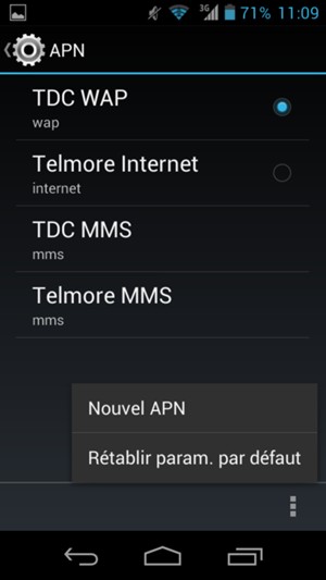 Sélectionnez le bouton du Menu puis Rétablir param. par défaut