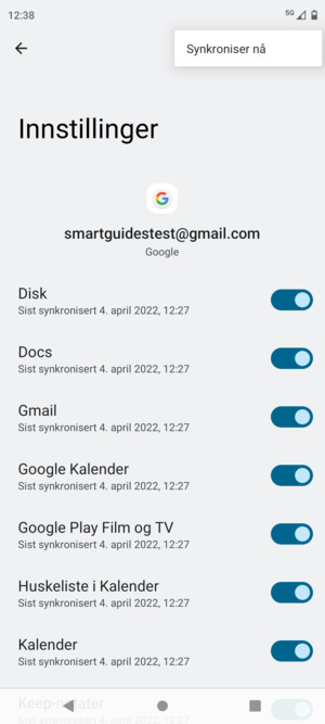 Velg Synkroniser nå