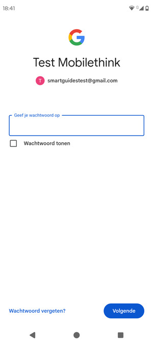 Voer uw wachtwoord in en selecteer Volgende