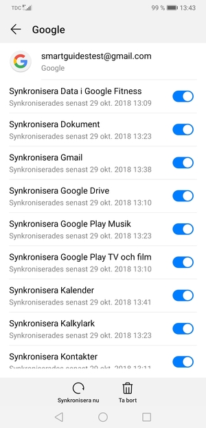 Välj Synkronisera nu