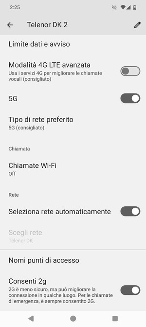 Scorri e seleziona Nomi punti di accesso