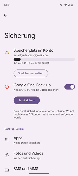 Wählen Sie Speicherplatz im Konto