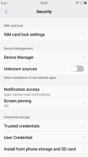 Select SIM card lock settings