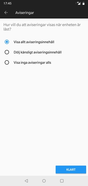 Tryck på ditt föredragna alternativ och välj KLART