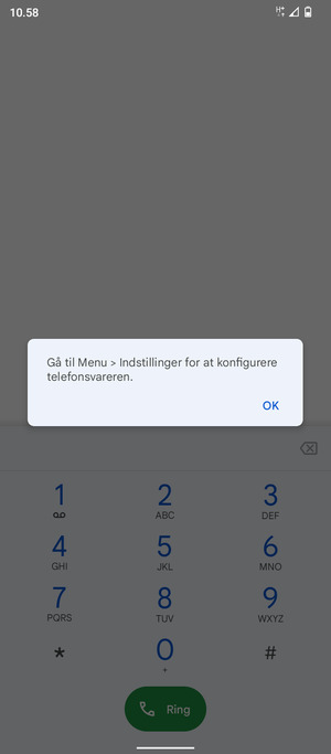 Hvis din telefonsvarer ikke er sat op, vælg OK