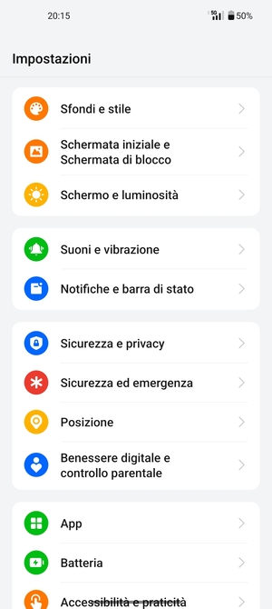 Scorri e seleziona Sicurezza e privacy