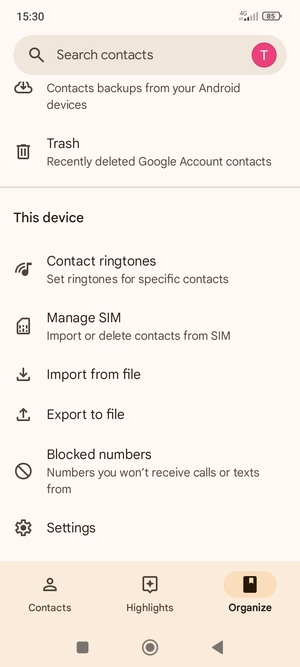 Scroll to and select Manage SIM