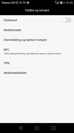 Vælg Internetdeling og bærbart hotspot