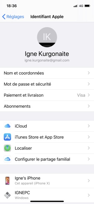 Sélectionnez iCloud