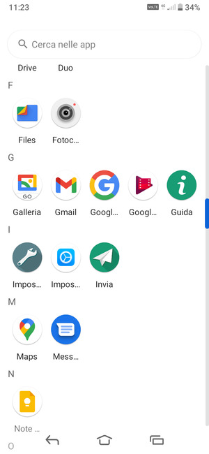Scrotti e seleziona Impostazioni
