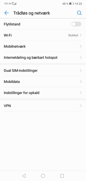 Vælg Mobilnetværk