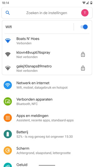 U bent nu verbonden met het WiFi-netwerk