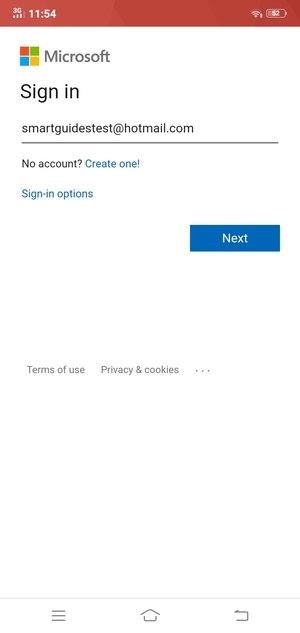 Enter your Email address and select Next