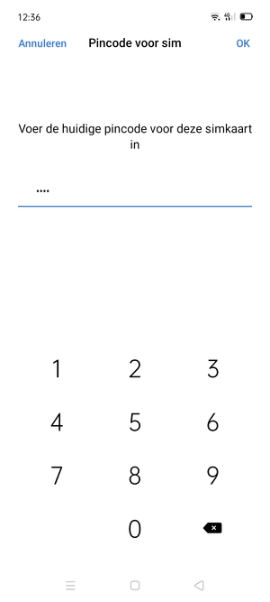 Voer Huidige pincode voor de simkaart in en selecteer OK
