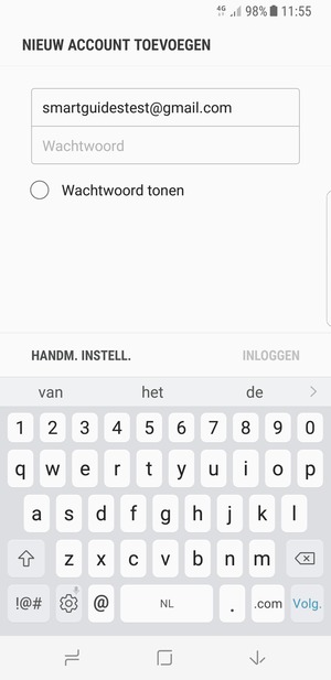 Voer uw Gmail adres in en selecteer Volg.