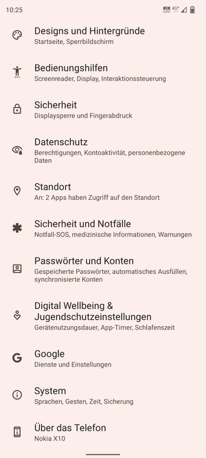 Scrollen Sie und wählen Sie System