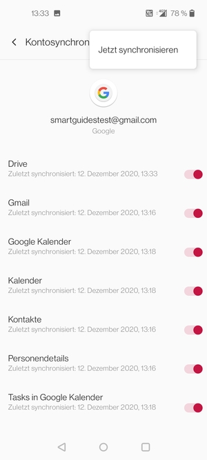 Wählen Sie Jetzt synchronisieren