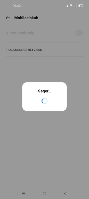 Afvent at søgningen er afsluttet