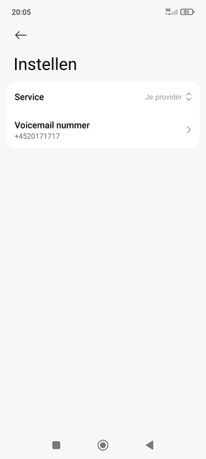 Selecteer Voicemail nummer