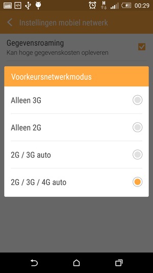 Selecteer Alleen 2G om 2G in te schakelen