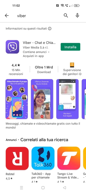 Seleziona l'applicazione
