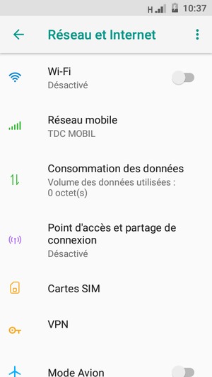 Sélectionnez Réseau mobile