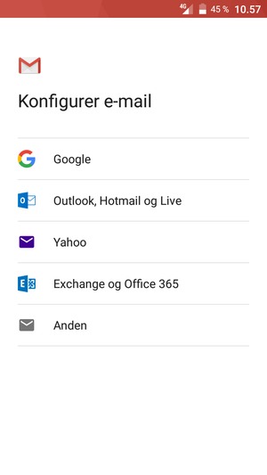 Vælg Outlook, Hotmail og Live