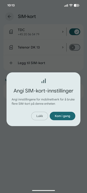 Velg Kom i gang