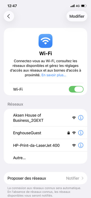 Sélectionnez le réseau sans fil auquel vous souhaitez vous connecter