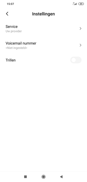 Selecteer Voicemail nummer