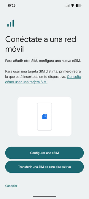 Seleccione Configurar una eSIM