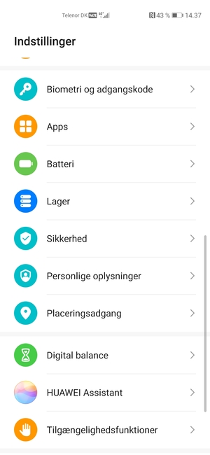 Scroll til og vælg Batteri