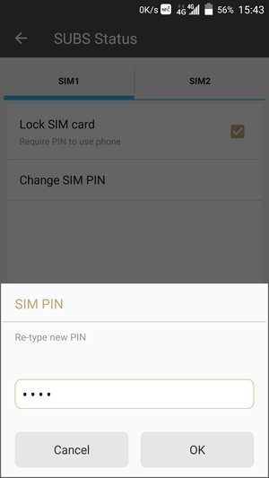 Confirm your new SIM PIN and select OK