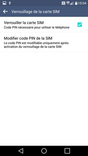 Sélectionnez Modifier code PIN de la SIM