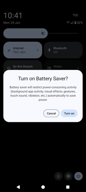 Select Turn on