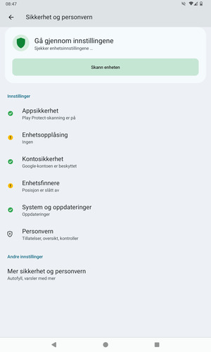 Velg Mer sikkerhet og personvern