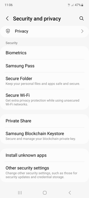 Scroll to and select Other security settings