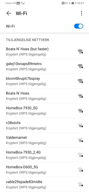 Velg det trådløse nettverket du vil koble til