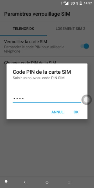 Saisissez votre Nouveau code PIN de la SIM et sélectionnez OK