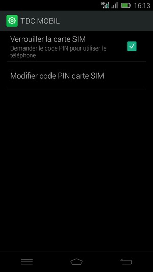 Sélectionnez Modifier code PIN carte SIM