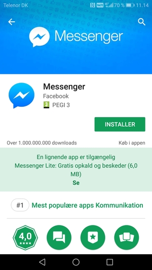 Vælg INSTALLER