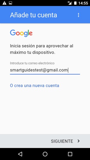 Introduzca su dirección de Gmail y seleccione SIGUIENTE
